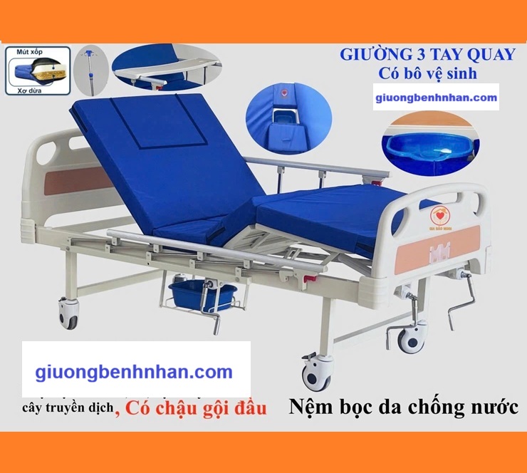 Giường bệnh 3 tay quay 10 chức năng GBM, bô - gội đầu
